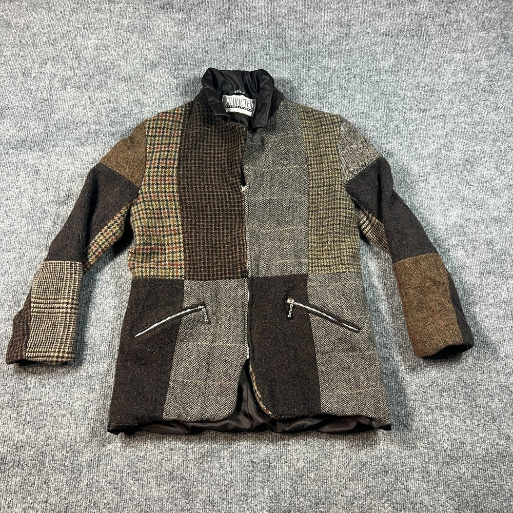 Vintage Character Suburban Wear Blazer Jacket Womens 8 Multicolor Patchwork Wool